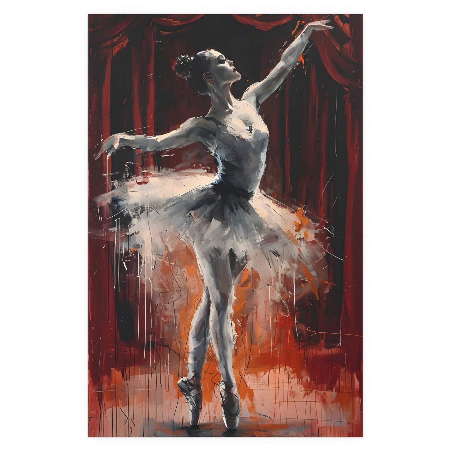 Silk Poster, Elegant Ballet Dancer Art Print for Home Decor and Dance Studio, Gift for Dancers, Wall Art, Fine Art