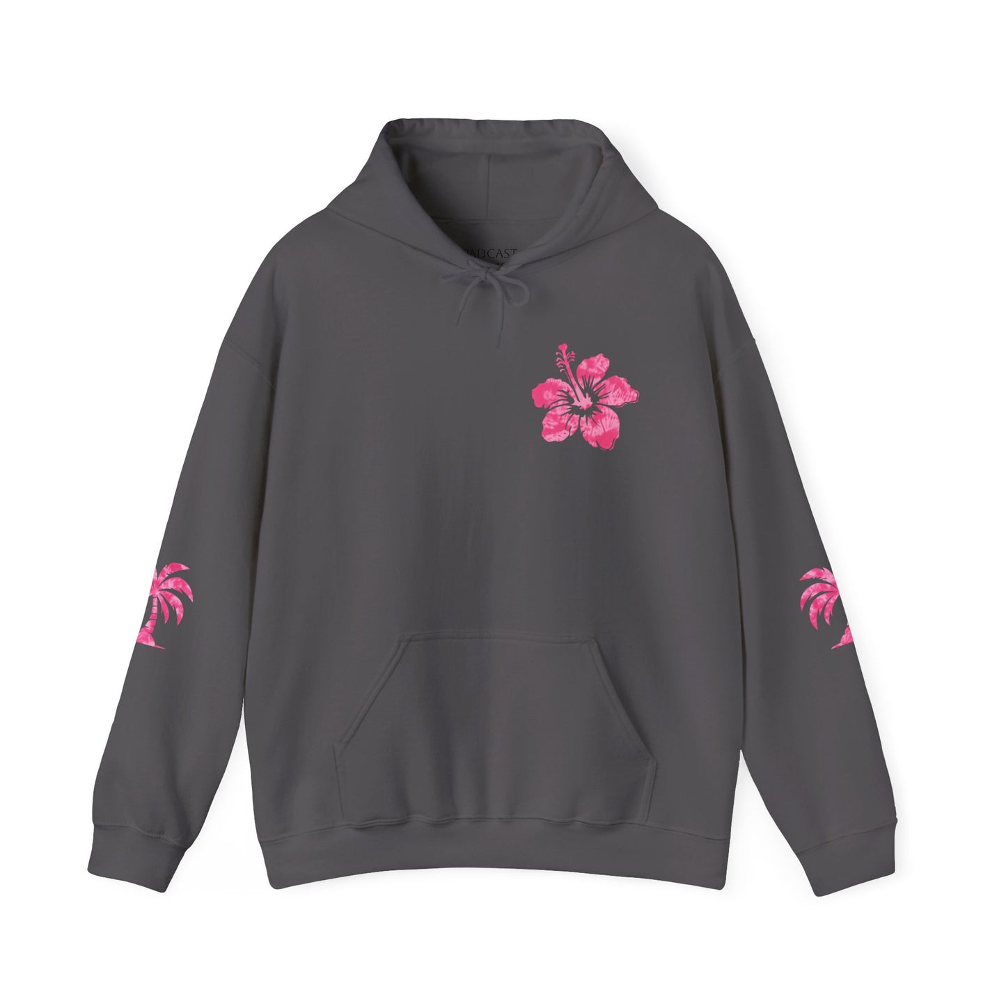 Pink Tropical Tie Dye Palm Tree and Hibiscus Hoodie for Sweatshirt, Pullover