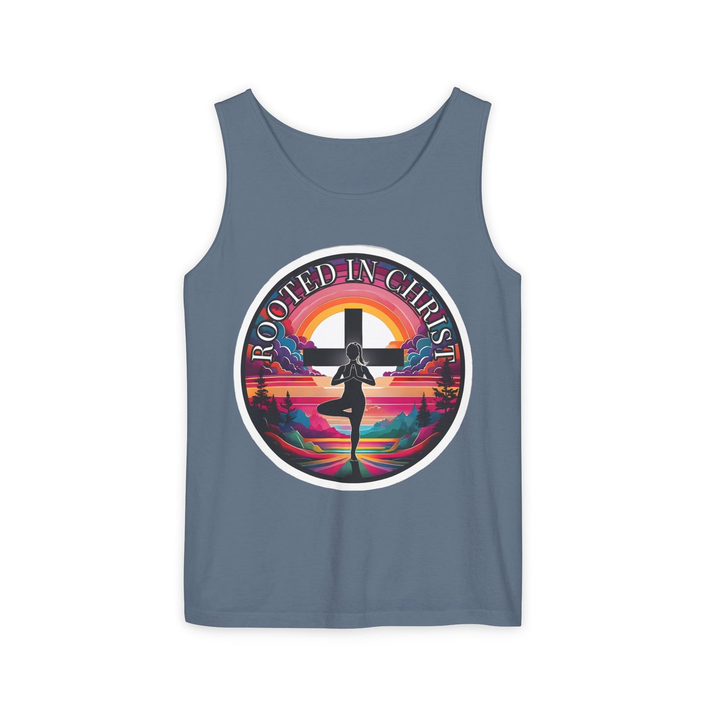 Rooted in Christ Tank Top, Spiritual Christian Yoga Apparel, Peaceful Jesus Vibes, Christian Exercise Gift