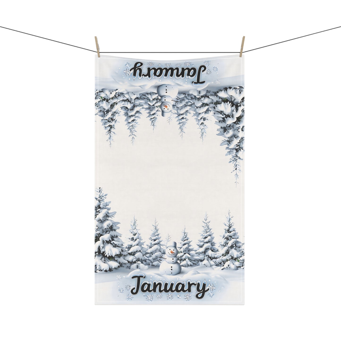 January Winter Wonderland Tea Towels, Cozy Kitchen Decor, Snowman Design, Gift for Home, Holiday Kitchen Essentials, Seasonal Kitchen Towel