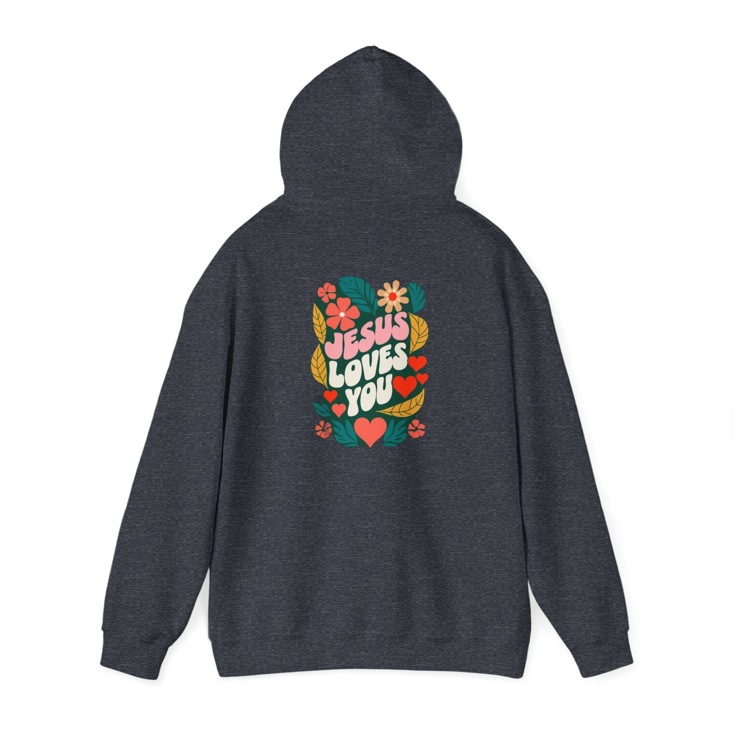 Retro Floral "Jesus Loves You" White Hoodie, Faith-Inspired Cozy Style for Everyday Wear, Perfect Christian Gift!