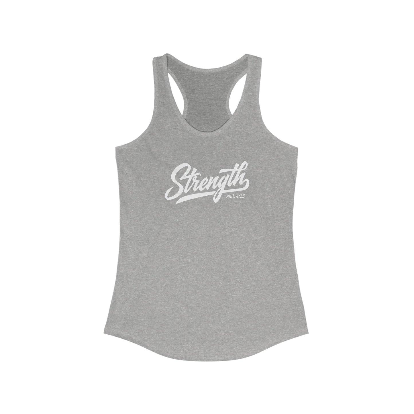 Strength Racerback Tank - Christian Gym Clothes, Weightlifting Bible Verse Phil. 4:13 Shirt, Gift for Her, Yoga Apparel