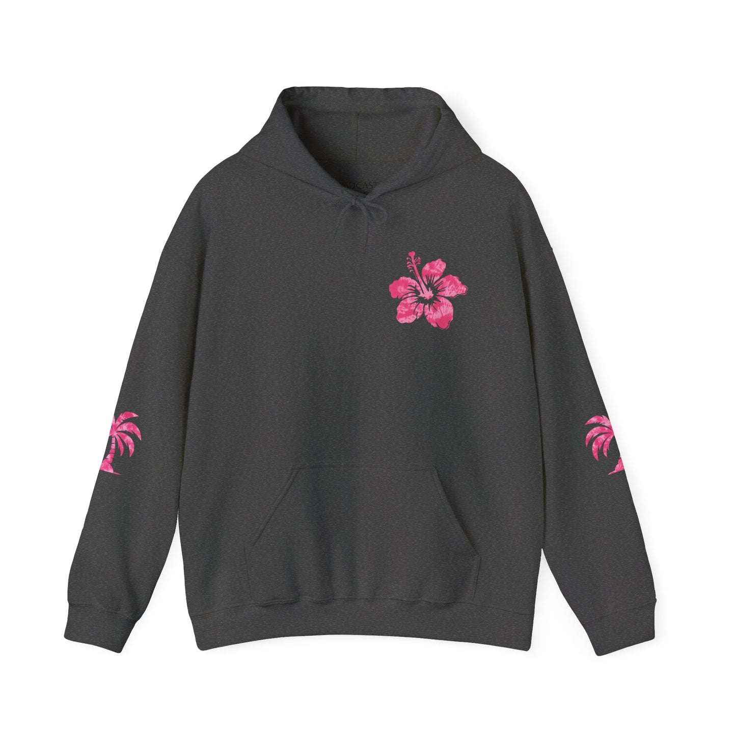 Pink Tropical Tie Dye Palm Tree and Hibiscus Hoodie for Sweatshirt, Pullover