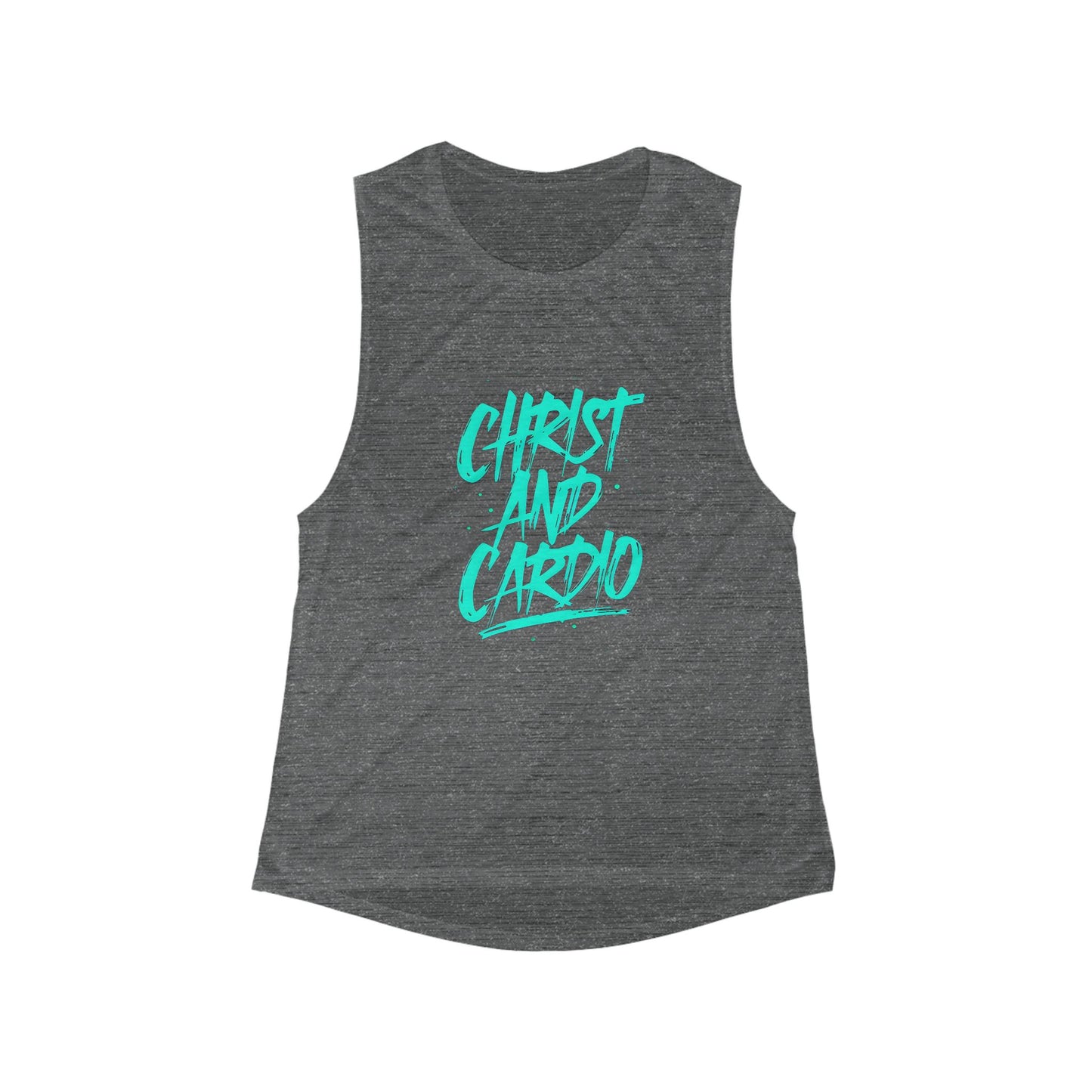 Christ and Cardio Flowy Scoop Muscle Tank for Cardio Lovers, Christian Gym Wear, Godly Fitness Apparel, Jesus Workouts