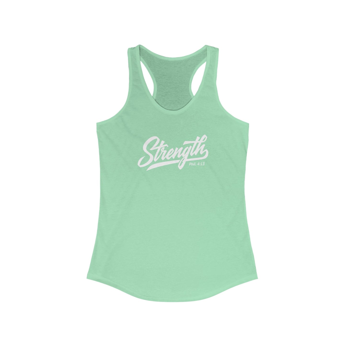 Strength Racerback Tank - Christian Gym Clothes, Weightlifting Bible Verse Phil. 4:13 Shirt, Gift for Her, Yoga Apparel