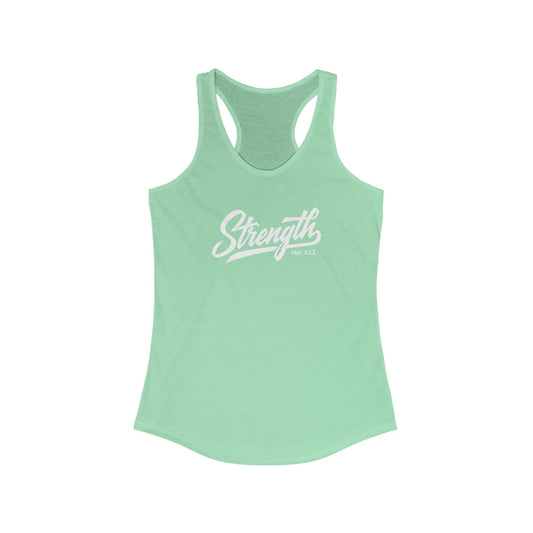 Strength Racerback Tank - Christian Gym Clothes, Weightlifting Bible Verse Phil. 4:13 Shirt, Gift for Her, Yoga Apparel