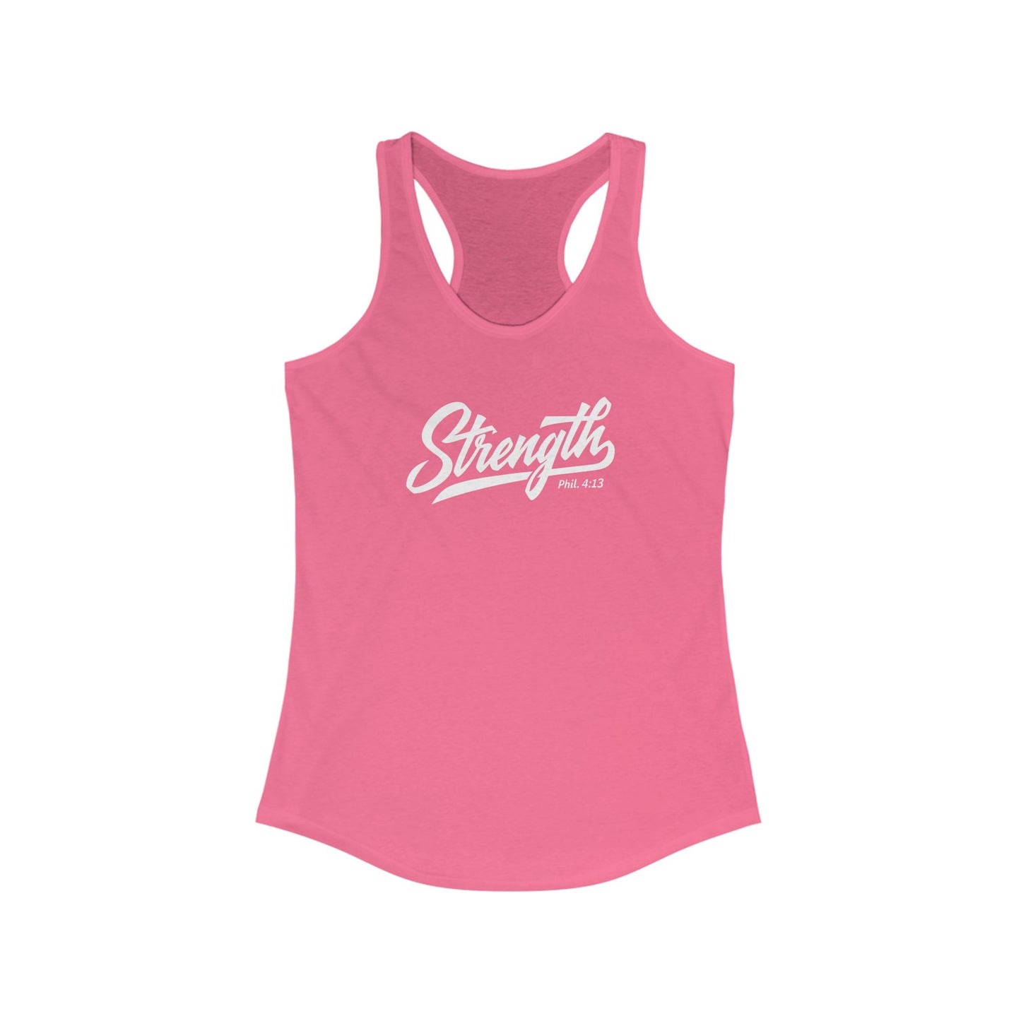 Strength Racerback Tank - Christian Gym Clothes, Weightlifting Bible Verse Phil. 4:13 Shirt, Gift for Her, Yoga Apparel