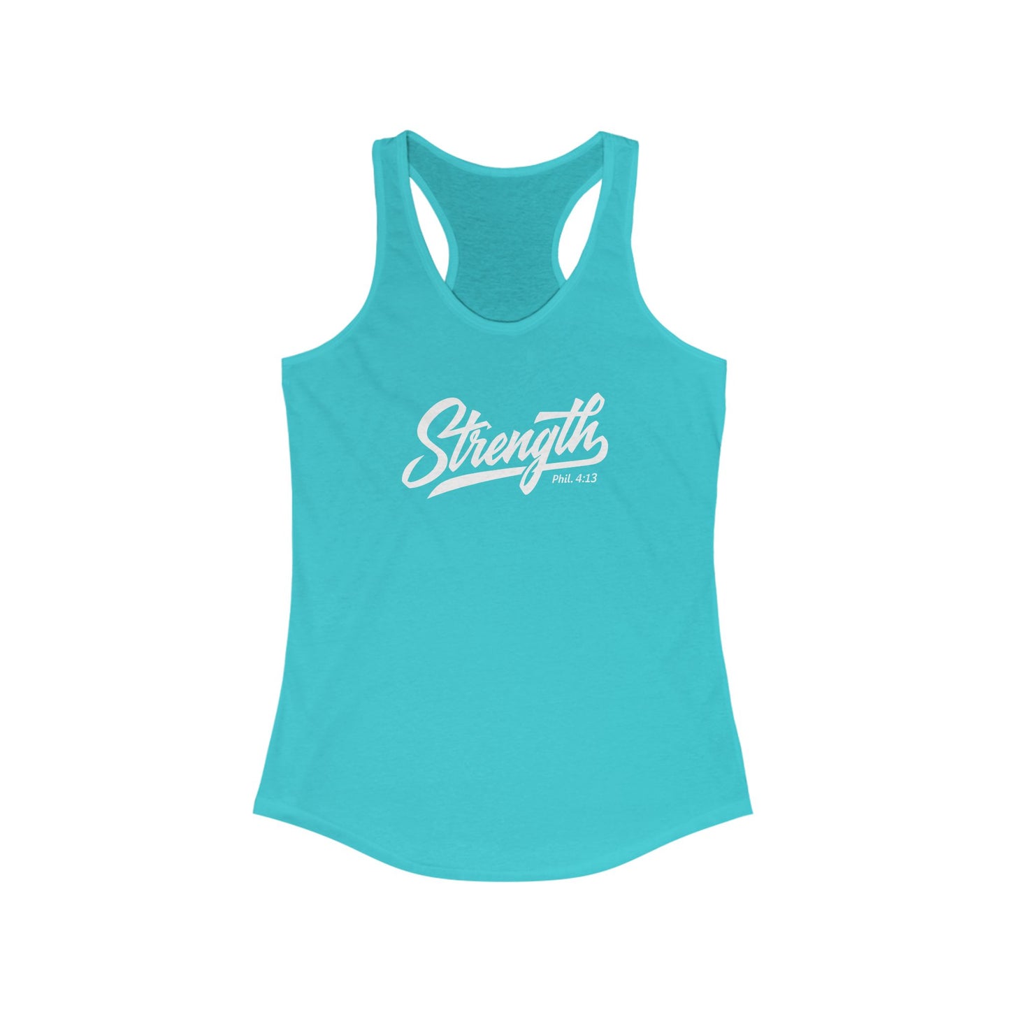 Strength Racerback Tank - Christian Gym Clothes, Weightlifting Bible Verse Phil. 4:13 Shirt, Gift for Her, Yoga Apparel