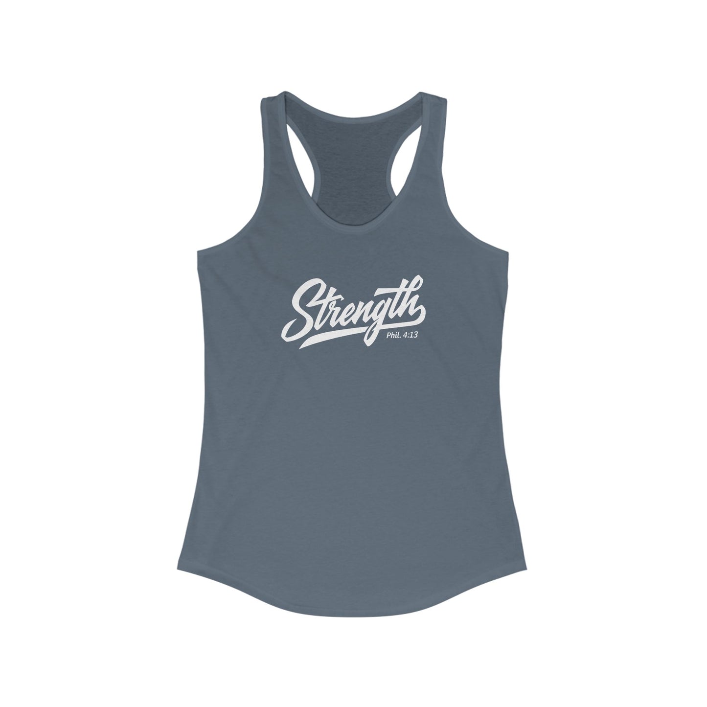 Strength Racerback Tank - Christian Gym Clothes, Weightlifting Bible Verse Phil. 4:13 Shirt, Gift for Her, Yoga Apparel