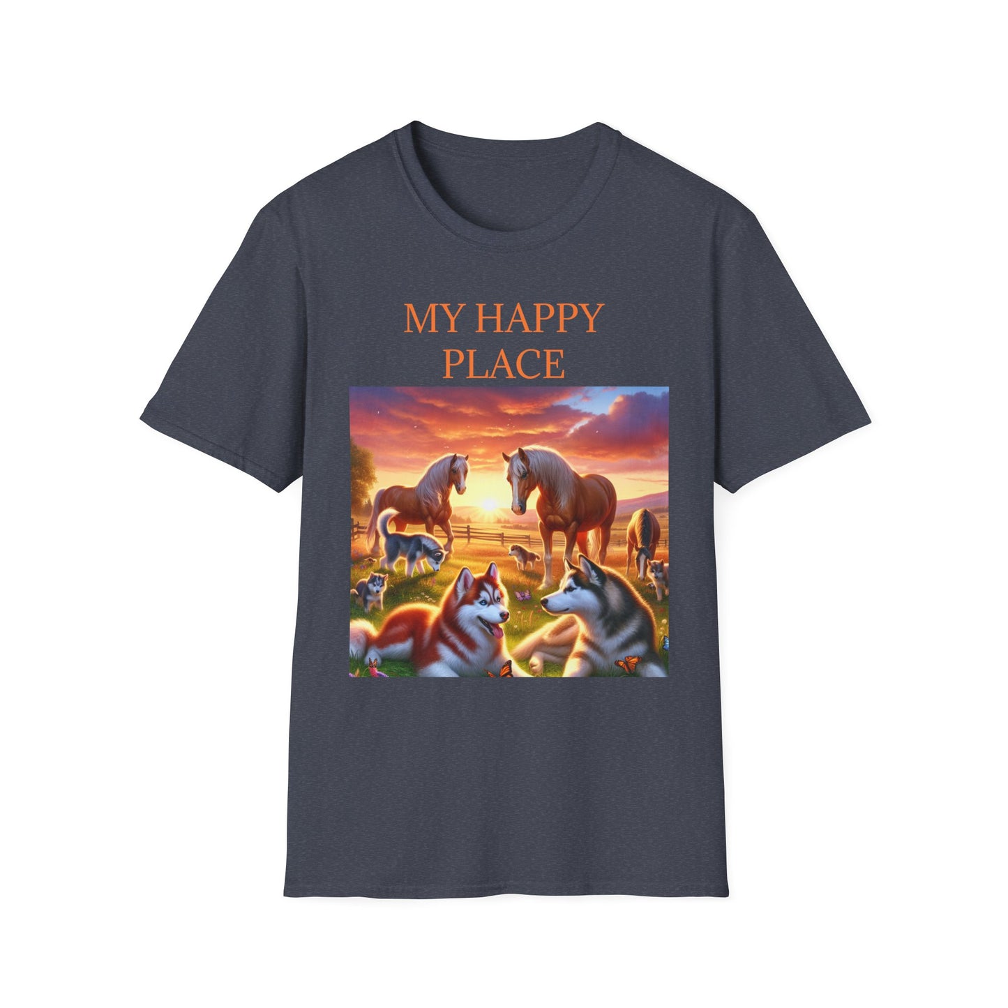My Happy Place- Softstyle T-Shirt – Cozy Animal Scene Tee for Nature Lovers