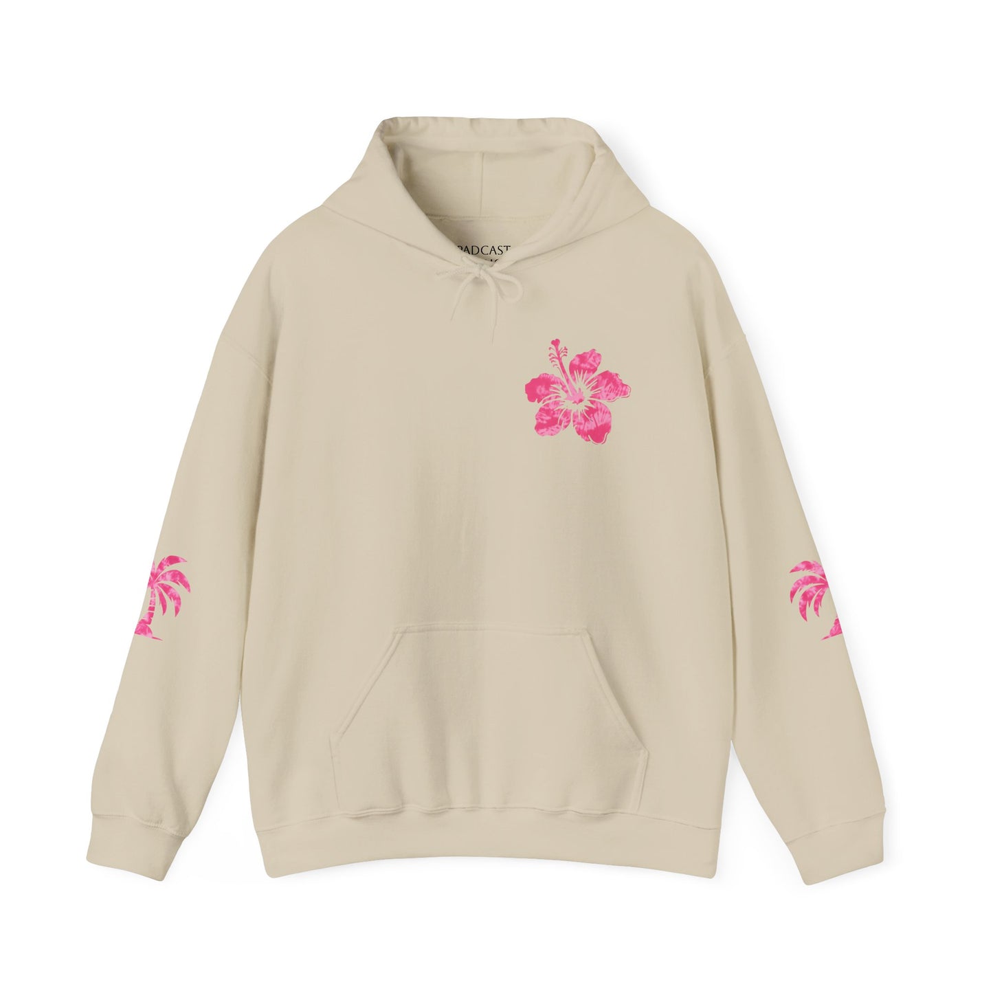 Pink Tropical Tie Dye Palm Tree and Hibiscus Hoodie for Sweatshirt, Pullover