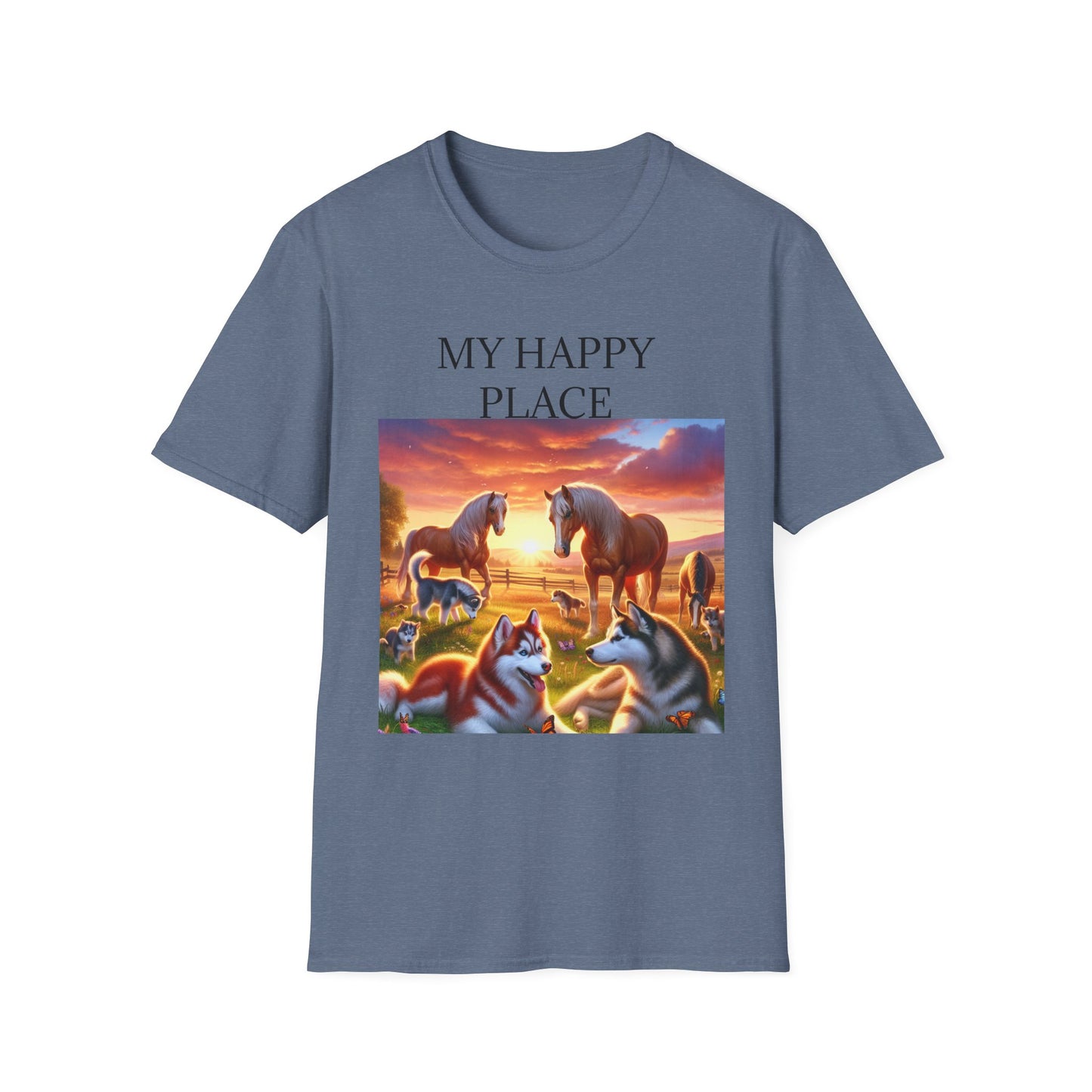 My Happy Place- Softstyle T-Shirt – Cozy Animal Scene Tee for Nature Lovers