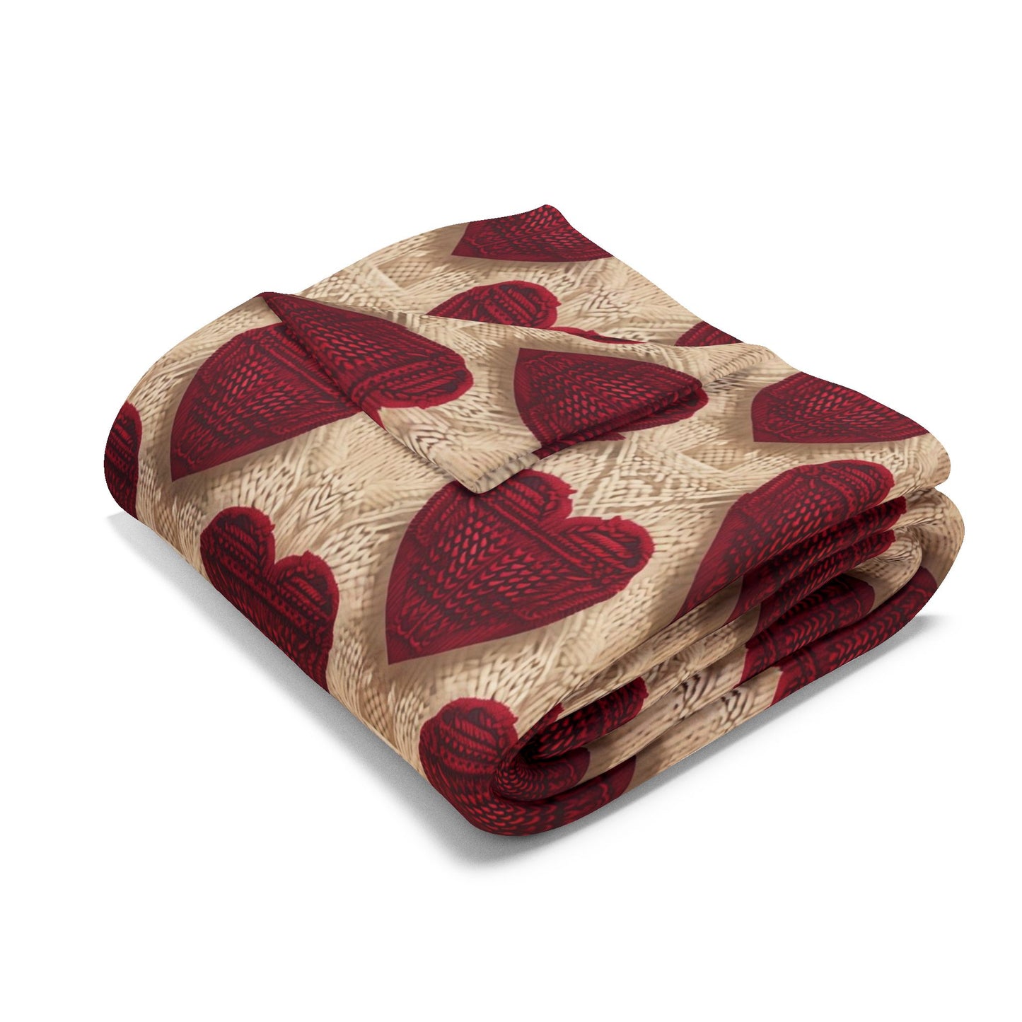 Cozy Knit Heart Pattern Fleece Blanket for Romantic Evenings