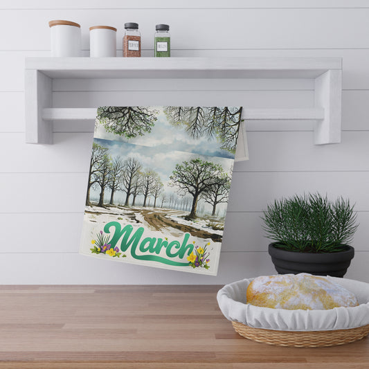 March Tea Towels - Rustic Cotton Kitchen Decor, Spring Vibes, Seasonal Home Accessories, Gift for Tea Lovers, Holiday Decor