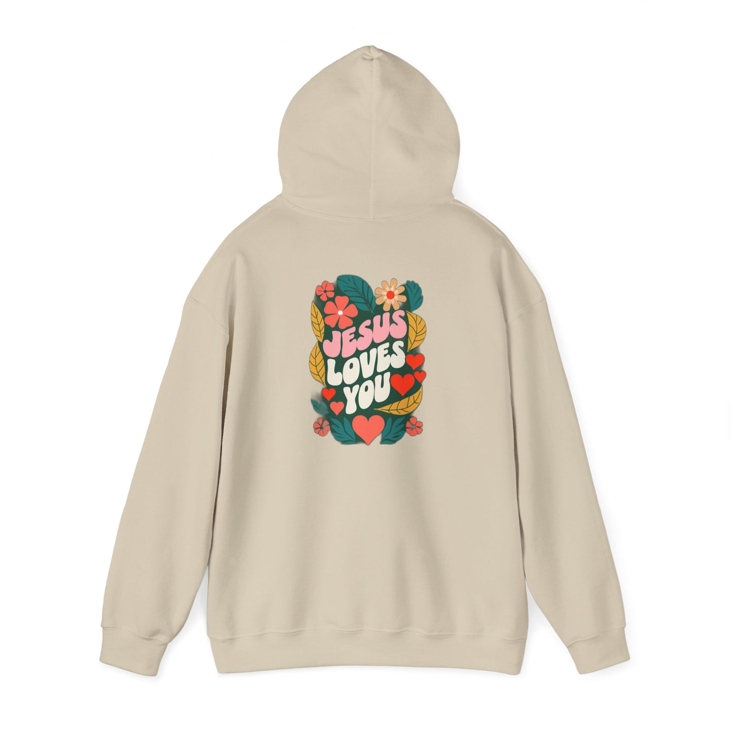 Retro Floral "Jesus Loves You" White Hoodie, Faith-Inspired Cozy Style for Everyday Wear,  Perfect Christian Gift!
