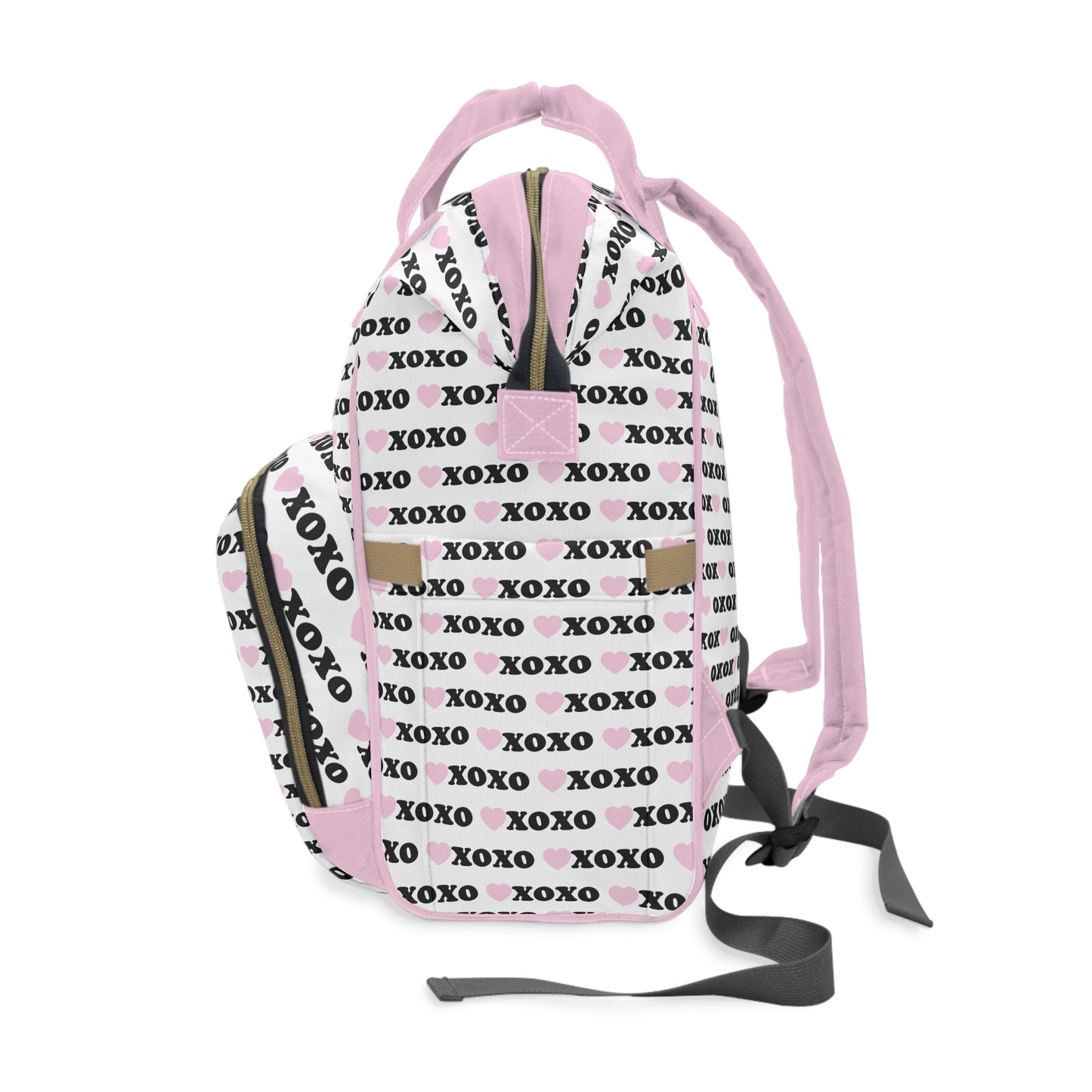 Stylish XOXO Hearts Multifunctional Diaper Backpack - Perfect for Moms on the Go
