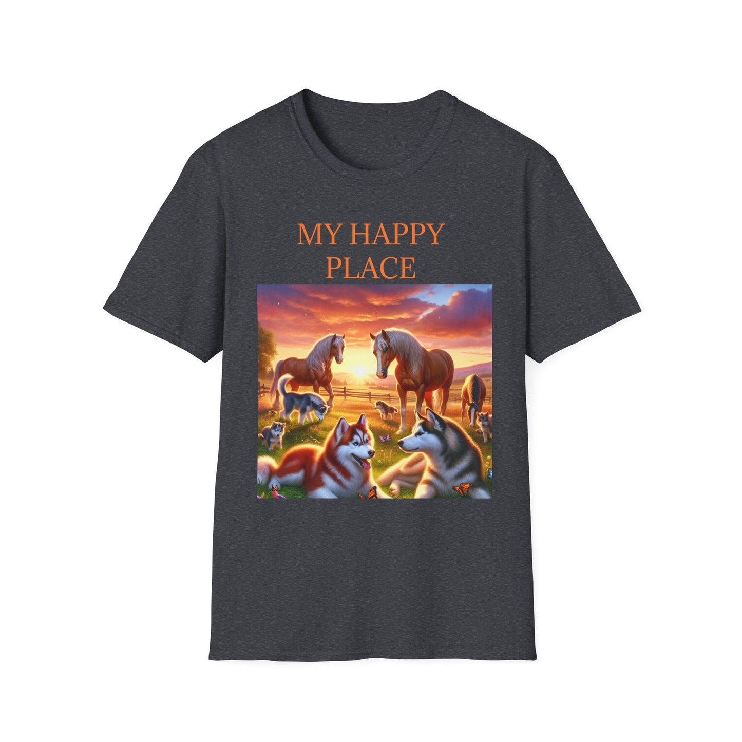 My Happy Place- Softstyle T-Shirt – Cozy Animal Scene Tee for Nature Lovers