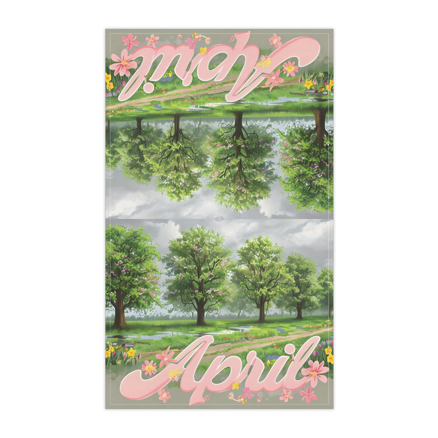 April-Themed Tea Towels, Spring Kitchen Decor, Floral Gifts, Home and Garden Accessories, April Celebrations