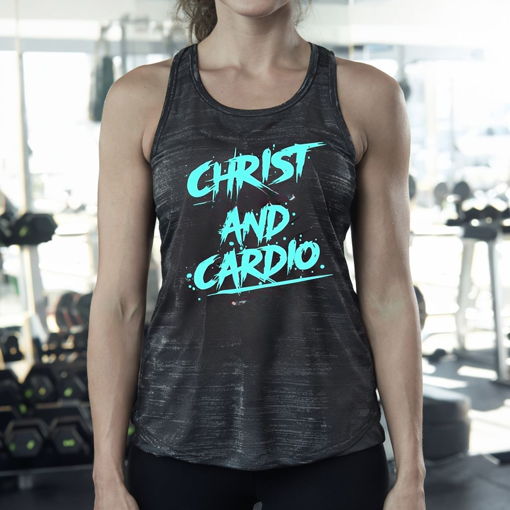 Christ and Cardio Flowy Scoop Muscle Tank for Cardio Lovers, Christian Gym Wear, Godly Fitness Apparel, Jesus Workouts