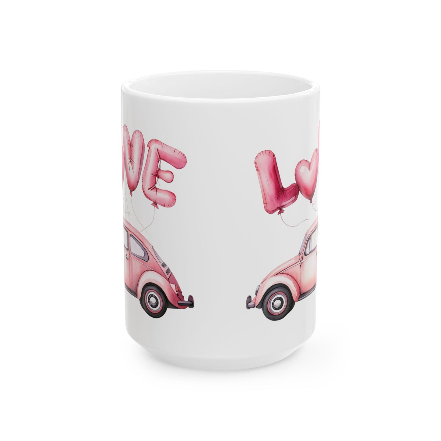 Vintage Love Car with Balloons Ceramic Mug - Ideal Gift