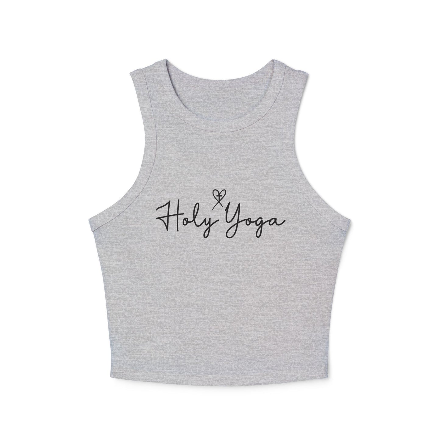 Holy Yoga Micro Rib Racer Tank Top - Christian Yoga Apparel, Workout Top, Fitness Gift, Jesus Follower Activewear
