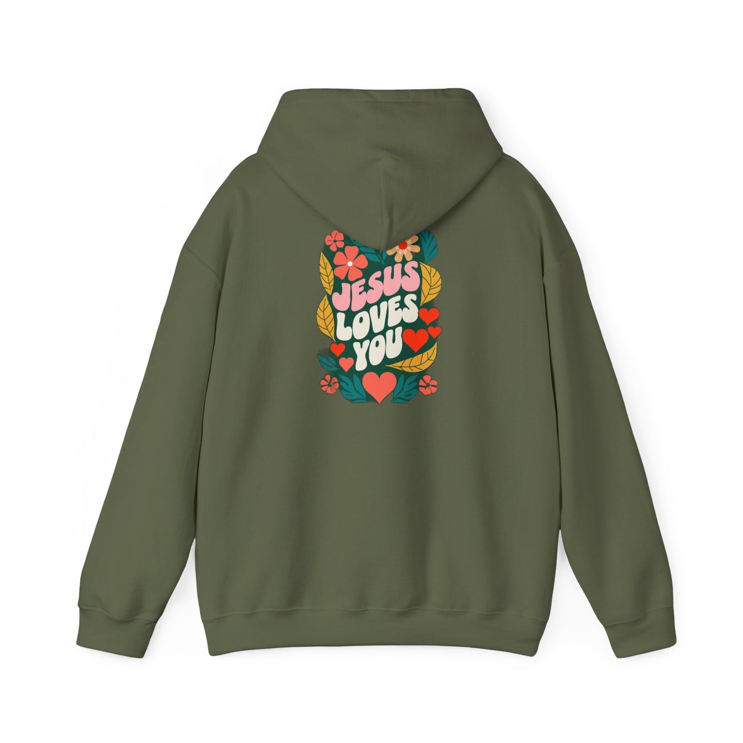 Retro Floral "Jesus Loves You" White Hoodie, Faith-Inspired Cozy Style for Everyday Wear,  Perfect Christian Gift!
