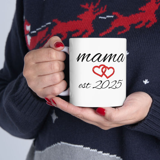 Personalized Mama Hearts Mug - Established 2025 - Perfect Gift for Moms