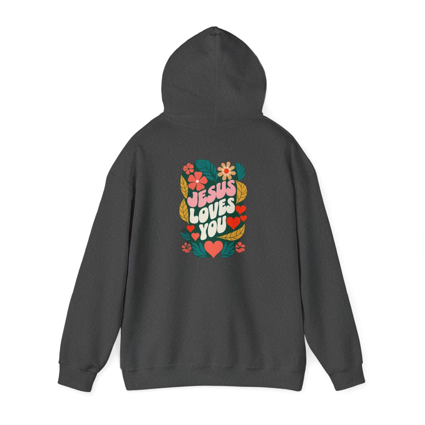 Retro Floral "Jesus Loves You" White Hoodie, Faith-Inspired Cozy Style for Everyday Wear,  Perfect Christian Gift!