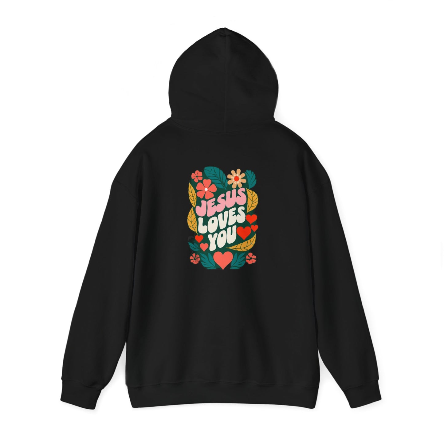 Retro Floral "Jesus Loves You" White Hoodie, Faith-Inspired Cozy Style for Everyday Wear,  Perfect Christian Gift!