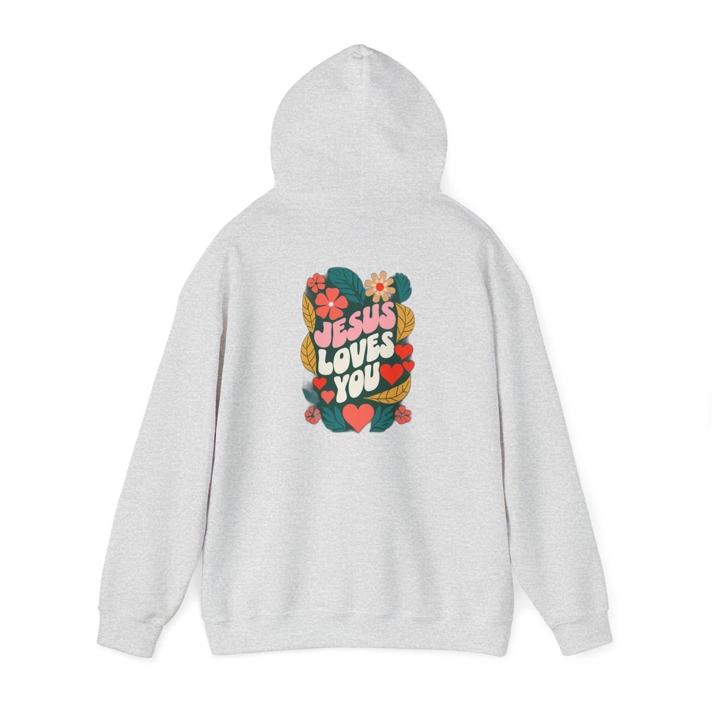 Retro Floral "Jesus Loves You" White Hoodie, Faith-Inspired Cozy Style for Everyday Wear,  Perfect Christian Gift!