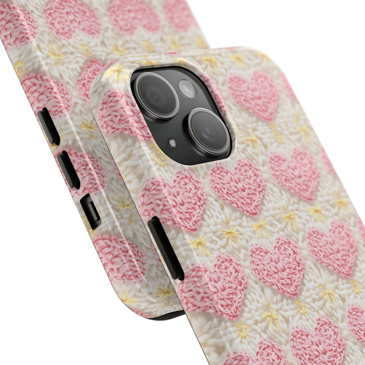 Crocheted Hearts-Tough Phone Case - Durable & Stylish Design for Loved Ones