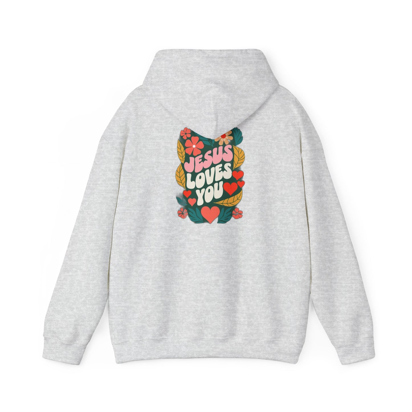 Retro Floral "Jesus Loves You" White Hoodie, Faith-Inspired Cozy Style for Everyday Wear,  Perfect Christian Gift!