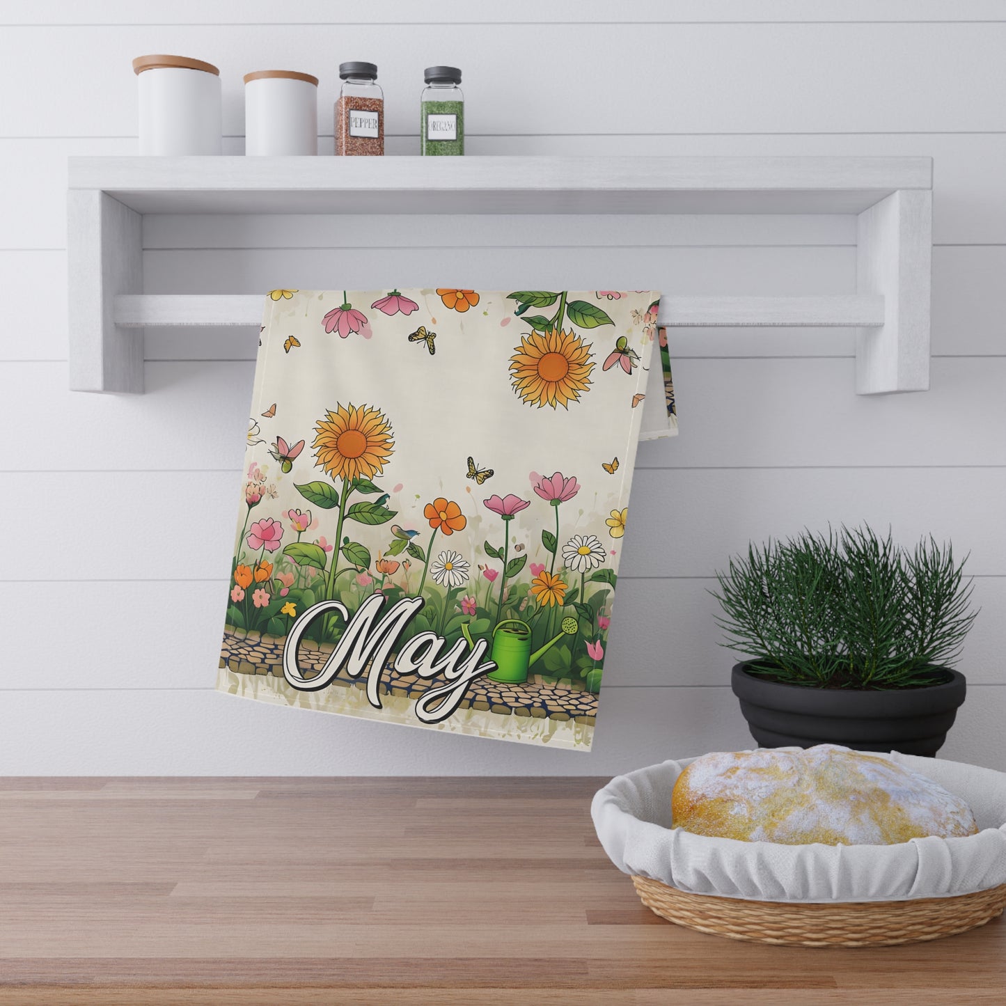 May Floral Tea Towels - Brighten Your Kitchen, Seasonal Decor, Gardening Gift, Kitchen Accessories, Eco-Friendly Kitchen