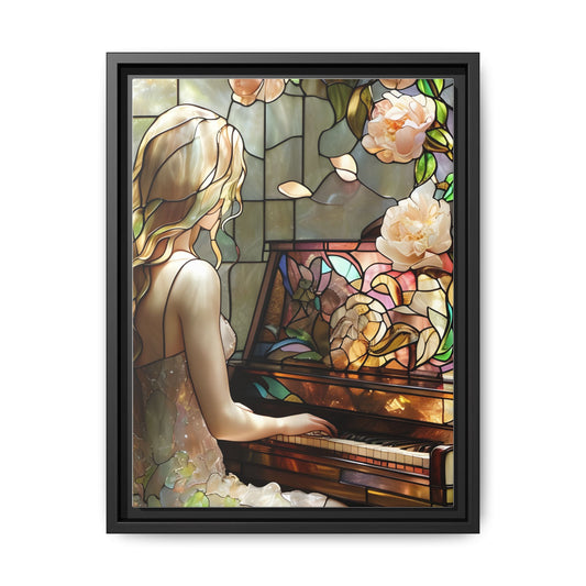Canvas Print, Floral Piano Design, Stained Glass Art, Music Lover Gift, Home Decor, Mother's Day Gift, Wall Art, Framed Decor, Living Room