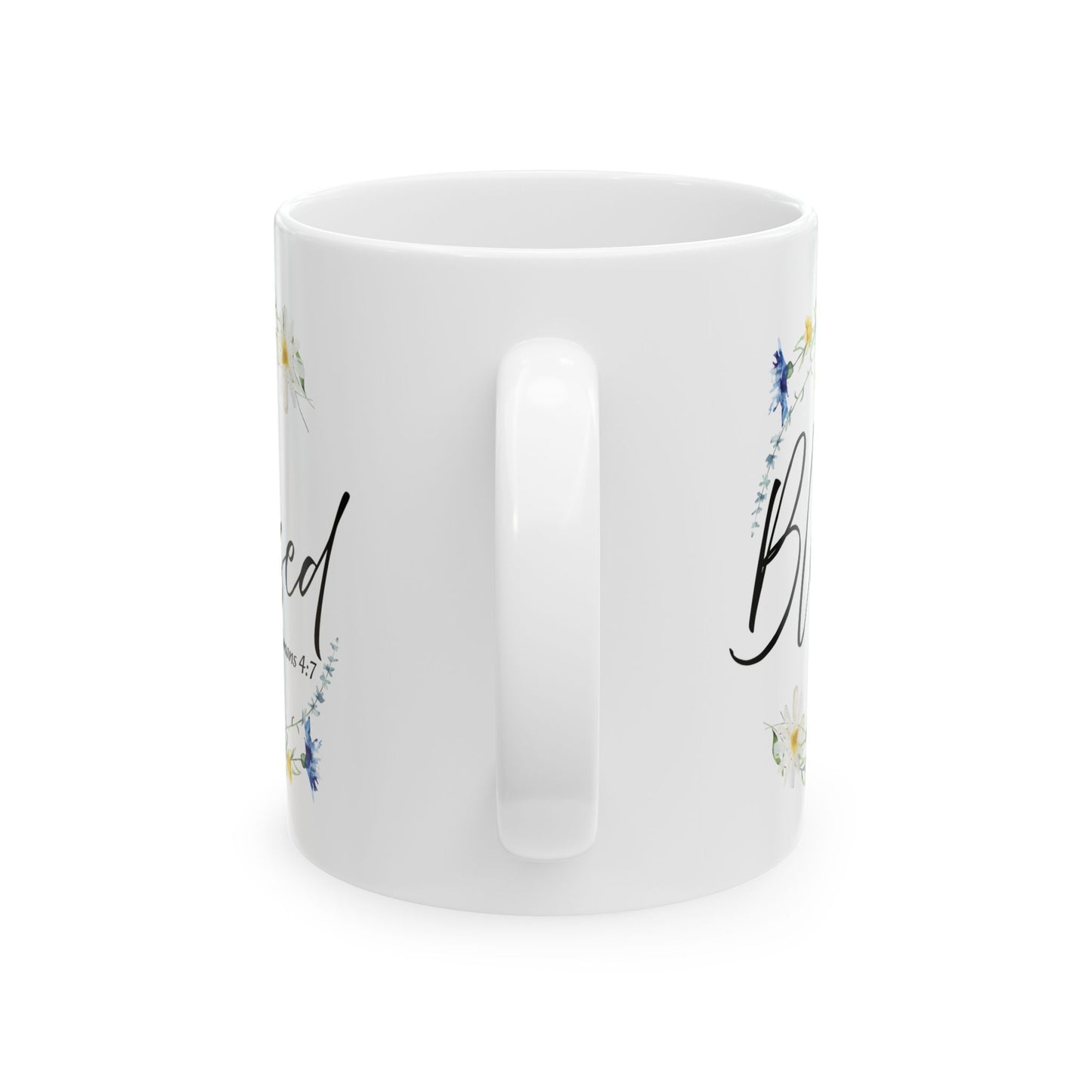 Blessed Floral Ceramic Mug - Inspirational Gift for Friends, Coffee Lovers, Spiritual Reminders, Home Decor, Holiday Gifts, 11oz 15oz Cups