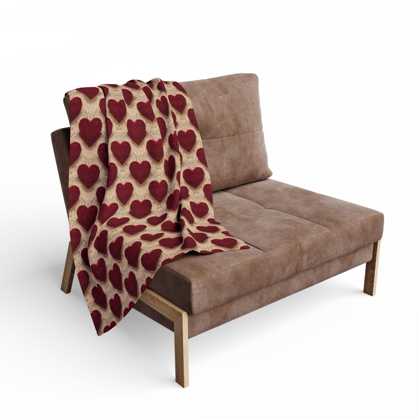 Cozy Knit Heart Pattern Fleece Blanket for Romantic Evenings