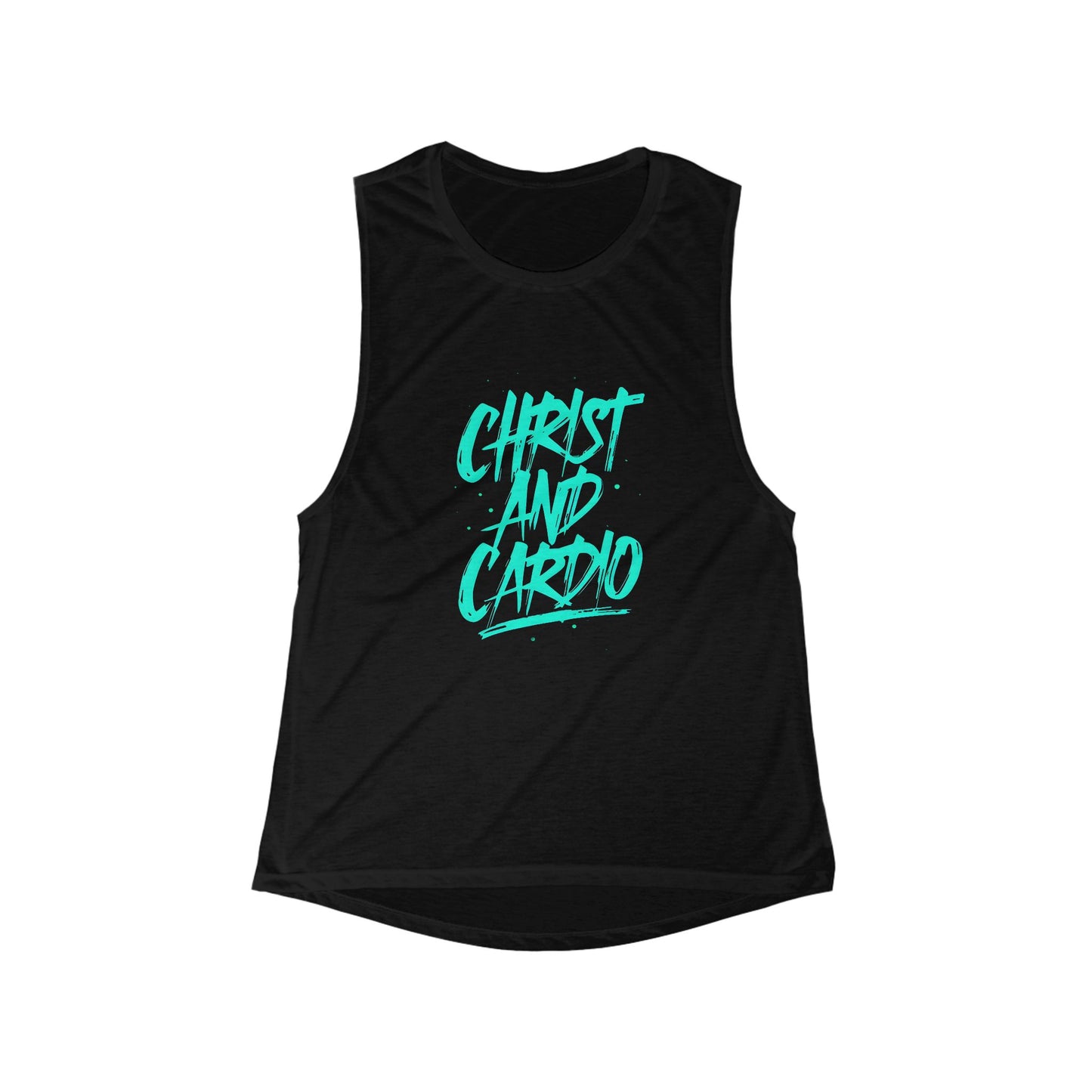Christ and Cardio Flowy Scoop Muscle Tank for Cardio Lovers, Christian Gym Wear, Godly Fitness Apparel, Jesus Workouts
