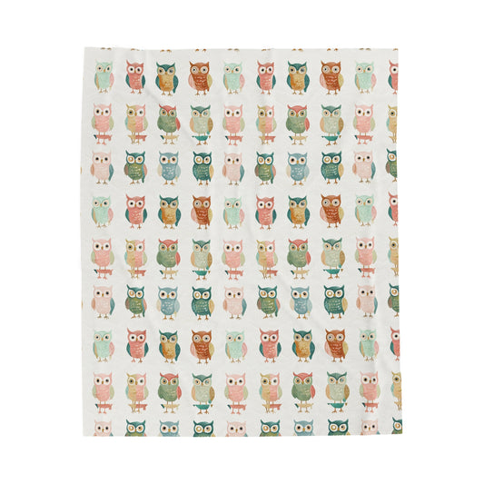 Cozy Owl Plush Blanket - Soft Velveteen Throw for Home Decor & Gift