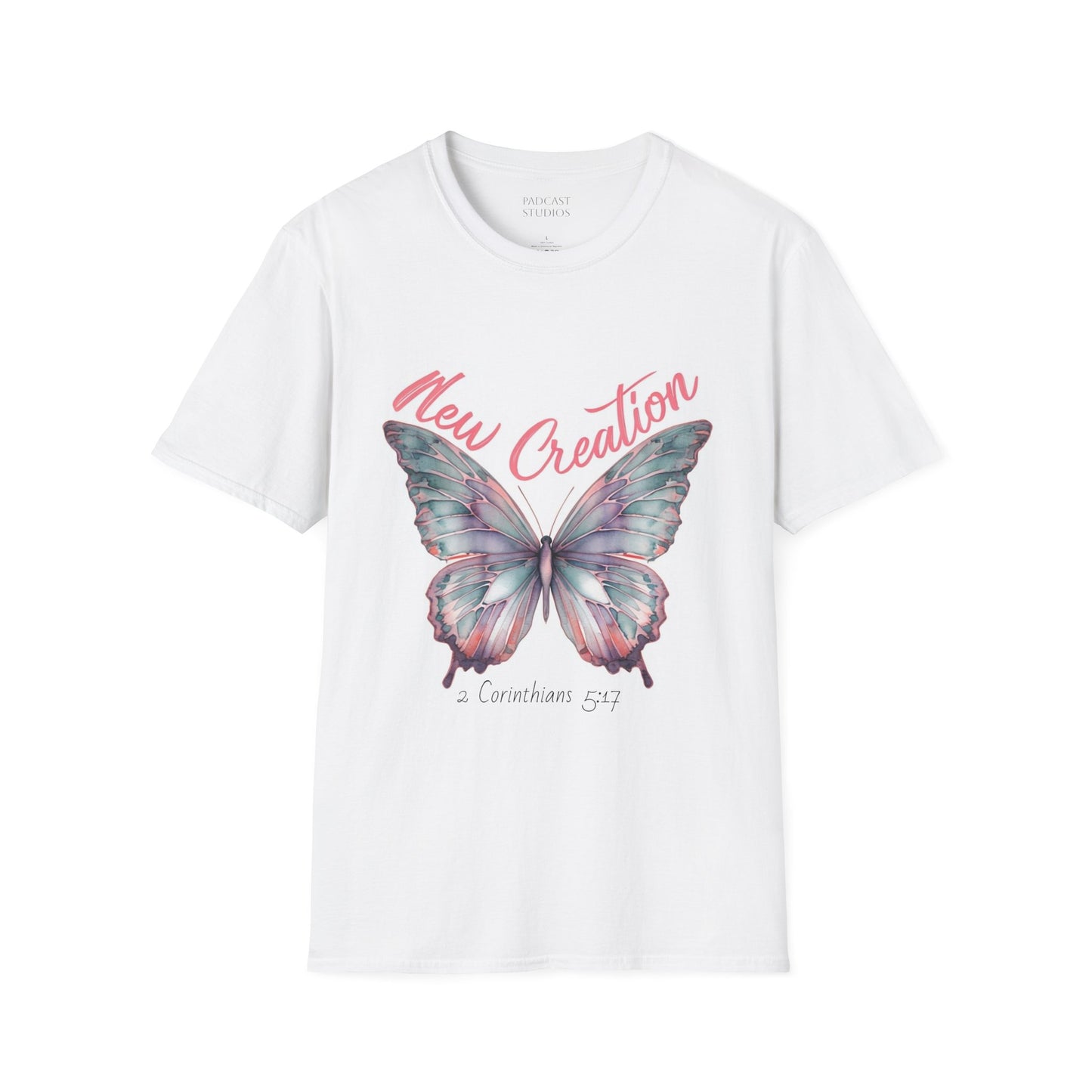 New Creation -Butterfly -Christian Unisex Softstyle T-Shirt