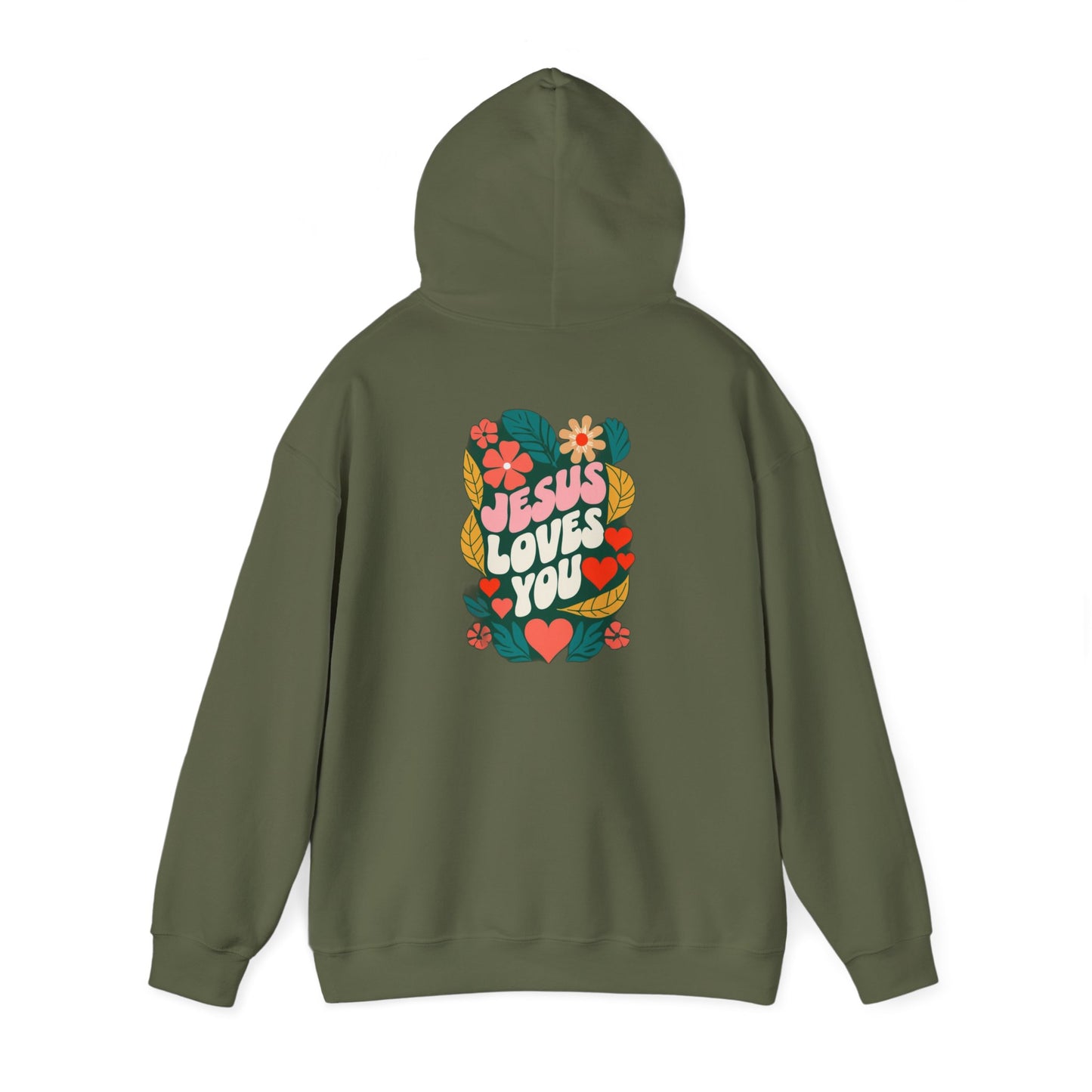Retro Floral "Jesus Loves You" White Hoodie, Faith-Inspired Cozy Style for Everyday Wear,  Perfect Christian Gift!