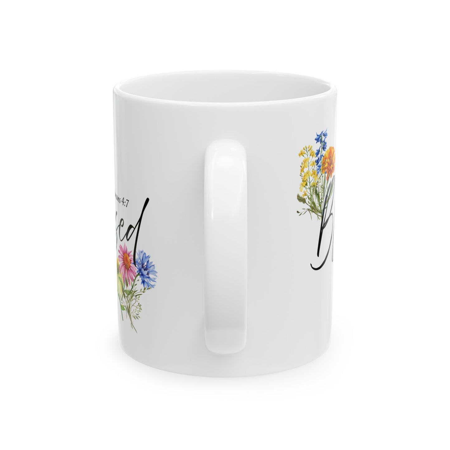 Blessed Floral Ceramic Mug, Inspirational Gift for Friends, Coffee Cup, Tea Mug, Home Decor