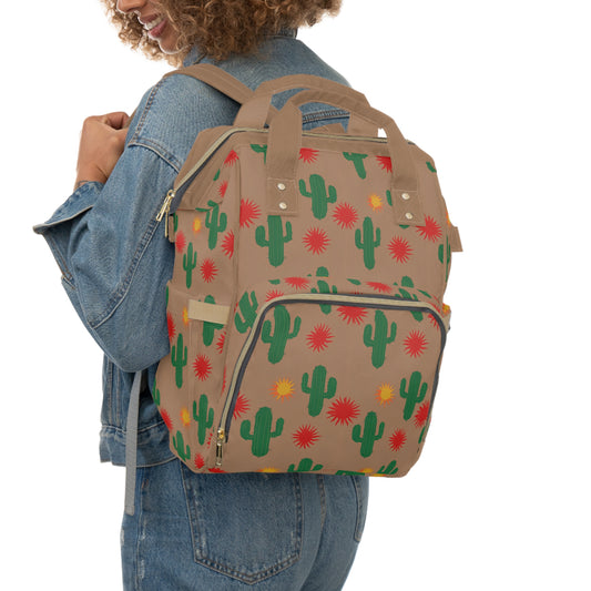Cactus Suns Print Diaper Backpack - Stylish & Functional Baby Bag